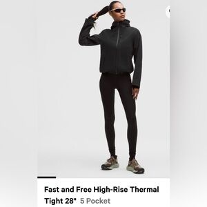 Lululemon legging fast and free high-rise thermal tight 28" 5 pockets, size 4